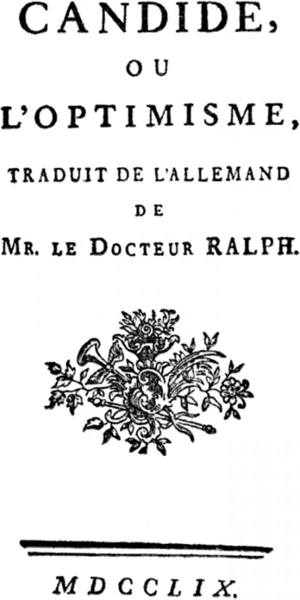 A Candide első, 1759-es párizsi kiadása